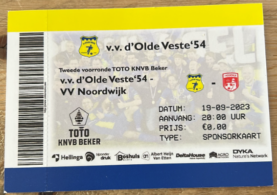𝗩𝗢𝗢𝗥𝗩𝗘𝗥𝗞𝗢𝗢𝗣 v.v. d'Olde Veste'54 - VV Noordwijk
